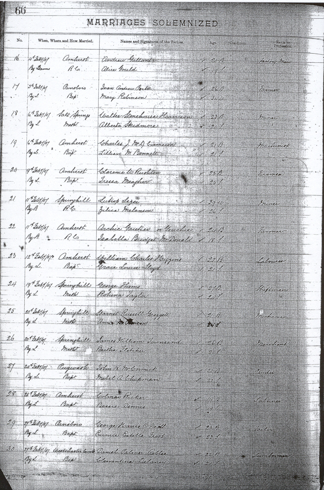 Cumberland County Marriage Records