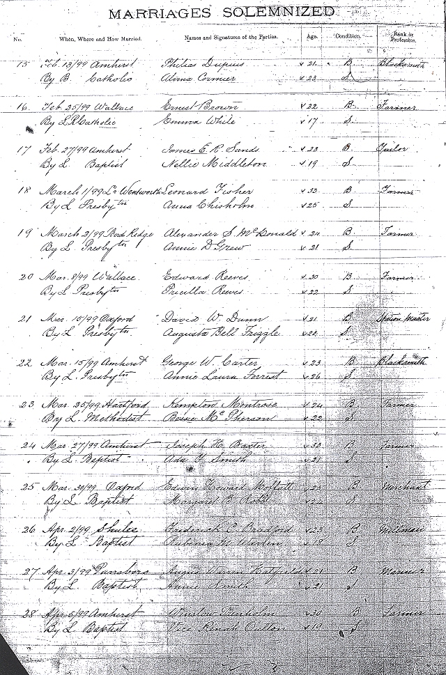 Cumberland County Marriage Records